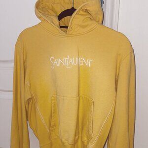 Saint Laurent Paris Yellow Hoodie – Logo Front, 100% Cotton, Rare Streetwear Pie
